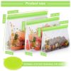 green Reusable Food Storage Bags Stand Up - 12 Pack Leakproof Freezer Bags - 4 Washable Gallon Bags + 4 Reusable Sandwich Bags + 4 Reusable Snack Bags
