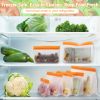 Orange 12 Pack Reusable Food Storage Bags Stand Up - Leakproof Reusable Freezer Bags; 5 Reusable Gallon Bags + 4 Reusable Sandwich Bags + 3 Reusable S