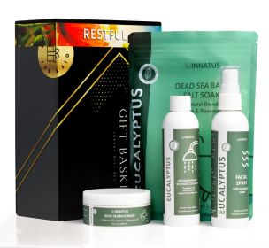Luxury Dead Sea Spa Gift Set – Bath Salt, Mud Mask, Aromatherapy Shower Spray & Eucalyptus Facial Mist – Relaxation & Skincare Kit for Rejuvenation &
