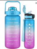 2 Pack Motivational Water Bottle With Straw, 27 oz & 64 oz Water Bottle With Times To Drink, Leakproof BPA & Toxic Free, Perfect For Office, School, G