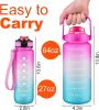 2 Pack Motivational Water Bottle With Straw, 27 oz & 64 oz Water Bottle With Times To Drink, Leakproof BPA & Toxic Free, Perfect For Office, School, G