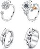 Fidget Spinner Rings for Women Men 316L Stainless Anxiety Rings for Stress Relieving Wedding Promise Rings Set Size 5