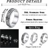 4Pcs Stainless Fidget Band Rings Spinner Rings for Women Mens Sun Moon Star Meditation Rings for Stress Relieving Set Size 9