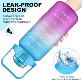 2 Pack Motivational Water Bottle With Straw, 27 oz & 64 oz Water Bottle With Times To Drink, Leakproof BPA & Toxic Free, Perfect For Office, School, G