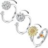 Fidget Spinner Rings for Women Flower Evil Eye Cat Cubic Adjustable Rotatable Calming Worry Meditation Ring Anxiety Stress Boredom Relieving Ring Size