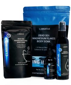 Luxury Dead Sea Spa Gift Set – Bath Salt, Magnesium Flakes, Magnesium Oil & Geranium-Lavender Essential Oil – Relaxation & Wellness Kit for Stress Rel