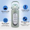 Glass Water Bottle Sports Water Bottle Motivational Water Bottle Water Intake Tracker Bottle with Straw Time Marker Silicone Sleeve Handle for Gym Wor