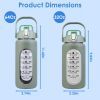 Glass Water Bottle Sports Water Bottle Motivational Water Bottle Water Intake Tracker Bottle with Straw Time Marker Silicone Sleeve Handle for Gym Wor